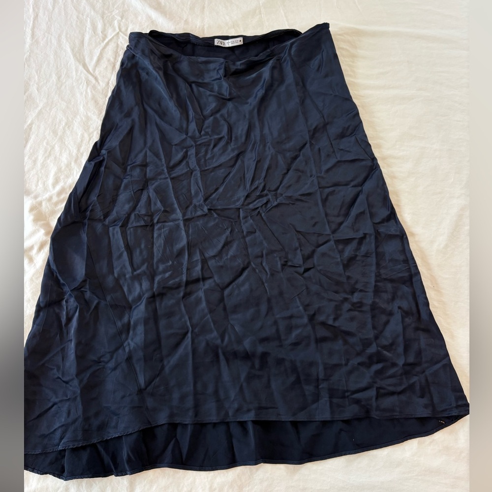 Zara Asymmetrical side seam Navy Blue skirt size XXL